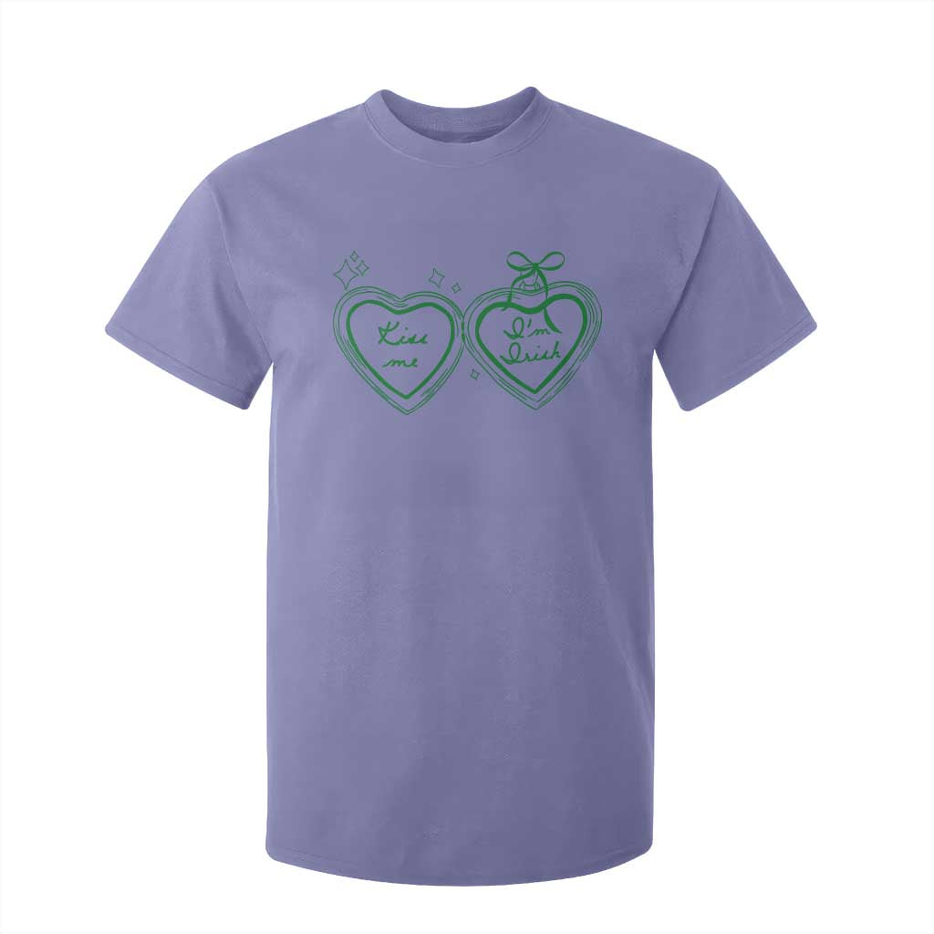 Kiss Me I'm Irish T Shirt For Kid Green Heart Locket St. Patrick's Day Pride TS10 Violet Print Your Wear