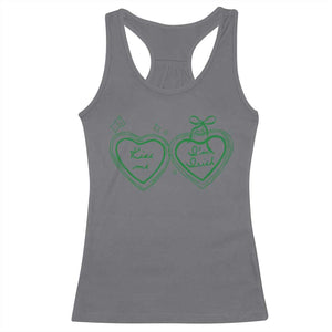 Kiss Me I'm Irish Racerback Tank Top Green Heart Locket St. Patrick's Day Pride TS10 Charcoal Print Your Wear