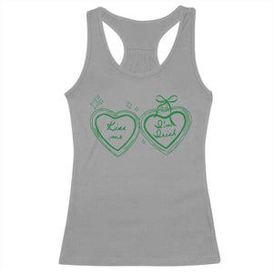 Kiss Me I'm Irish Racerback Tank Top Green Heart Locket St. Patrick's Day Pride TS10 Sport Gray Print Your Wear