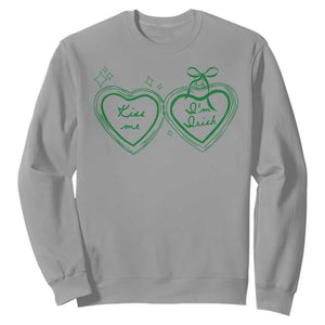 Kiss Me I'm Irish Sweatshirt Green Heart Locket St. Patrick's Day Pride TS10 Sport Gray Print Your Wear