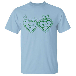 Kiss Me I'm Irish T Shirt Green Heart Locket St. Patrick's Day Pride TS10 Light Blue Print Your Wear