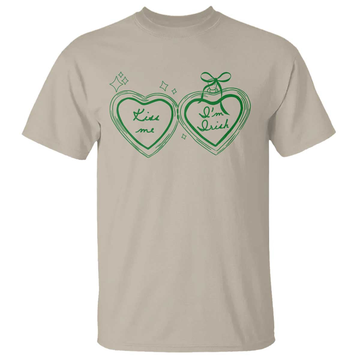 Kiss Me I'm Irish T Shirt Green Heart Locket St. Patrick's Day Pride TS10 Sand Print Your Wear
