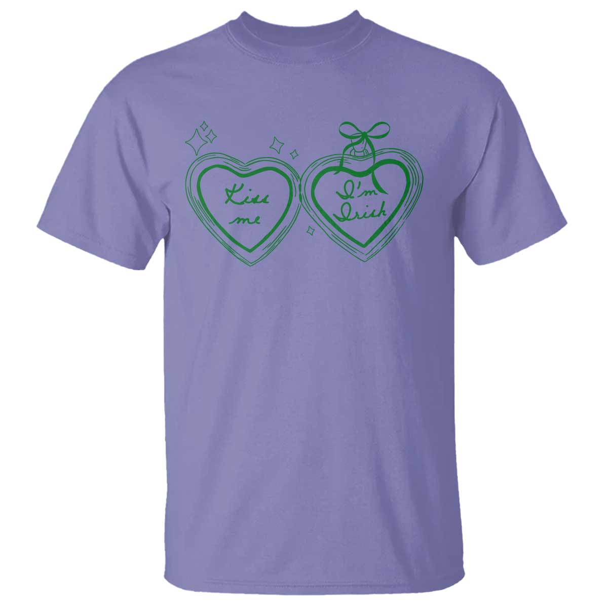 Kiss Me I'm Irish T Shirt Green Heart Locket St. Patrick's Day Pride TS10 Violet Print Your Wear