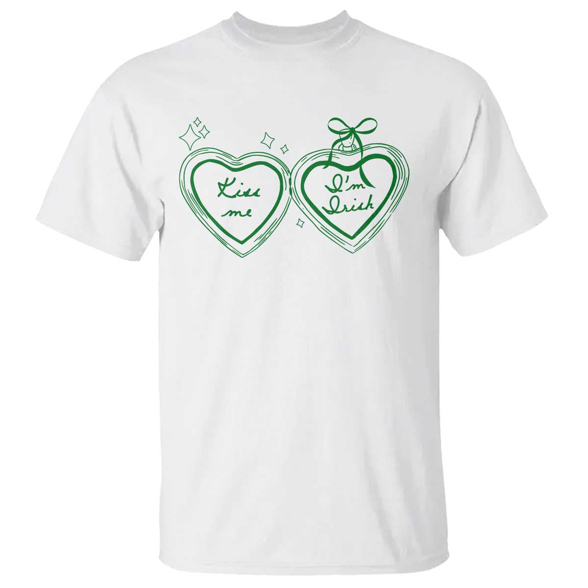 Kiss Me I'm Irish T Shirt Green Heart Locket St. Patrick's Day Pride TS10 White Print Your Wear