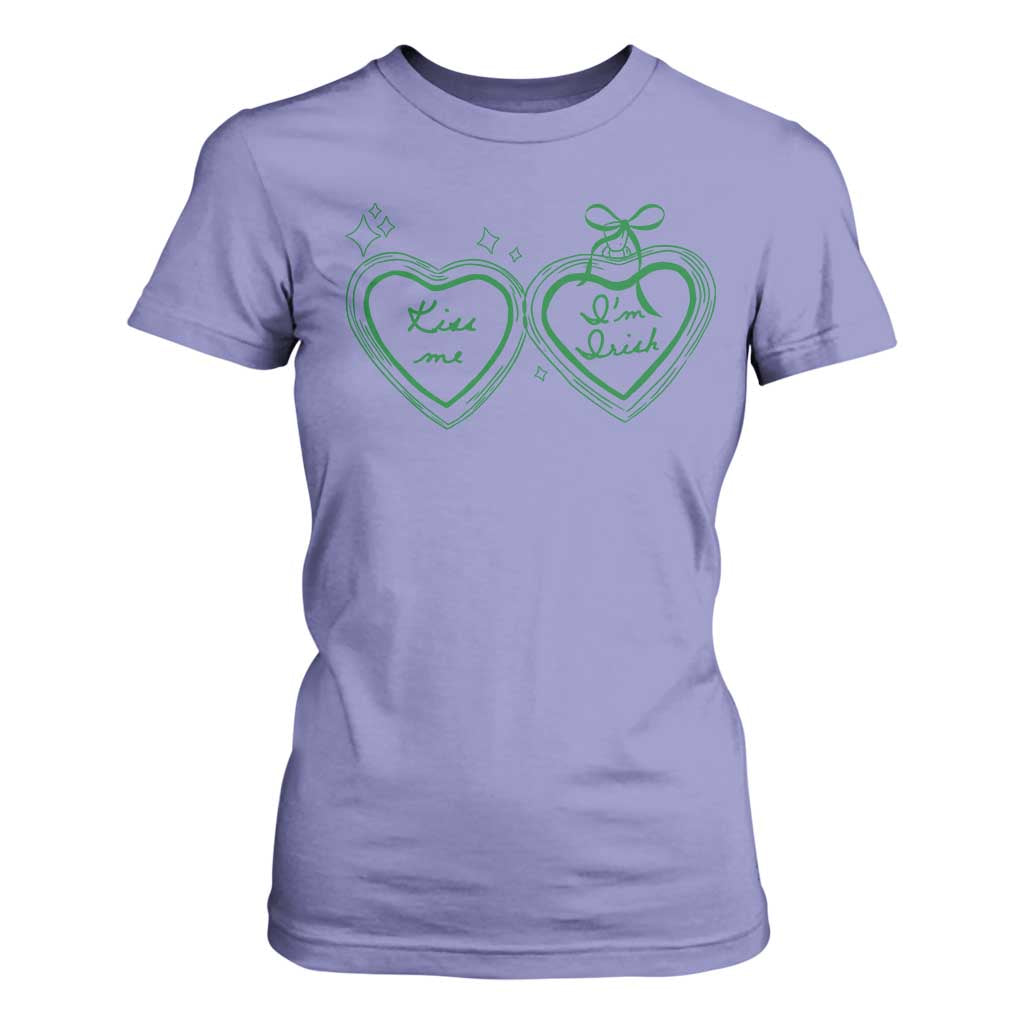 Kiss Me I'm Irish T Shirt For Women Green Heart Locket St. Patrick's Day Pride TS10 Violet Print Your Wear
