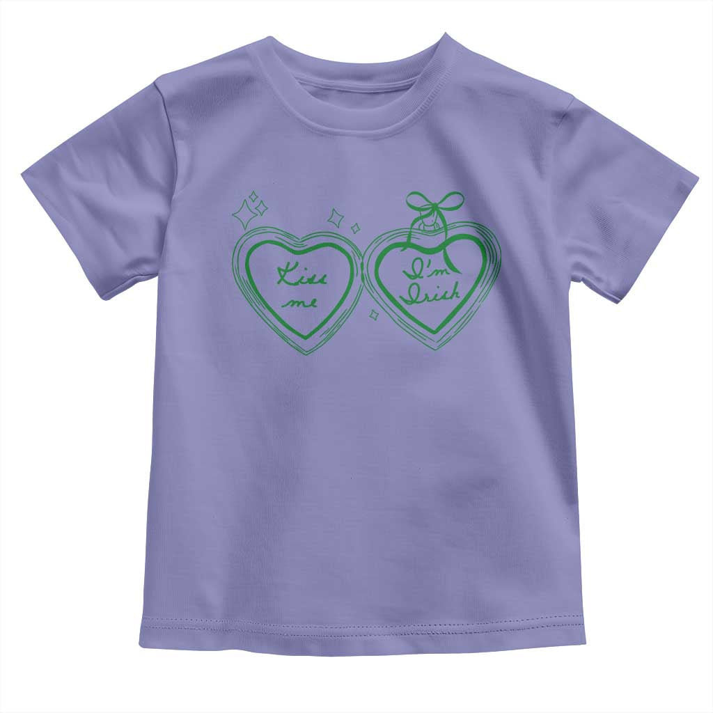 Kiss Me I'm Irish Toddler T Shirt Green Heart Locket St. Patrick's Day Pride TS10 Violet Print Your Wear