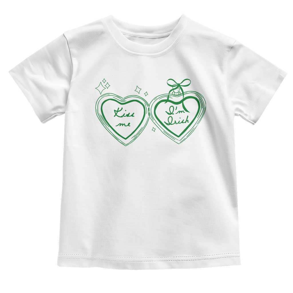Kiss Me I'm Irish Toddler T Shirt Green Heart Locket St. Patrick's Day Pride TS10 White Print Your Wear