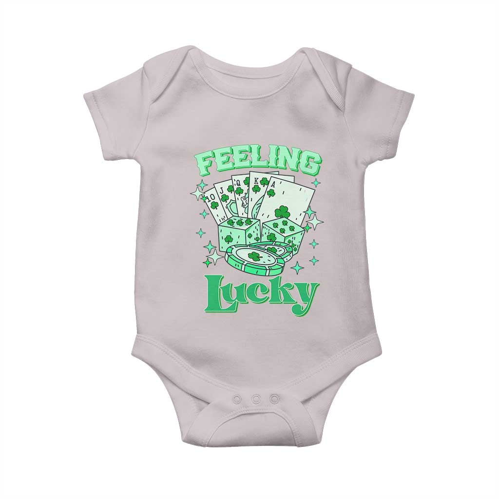 St. Patrick's Day Casino Feeling Lucky Baby Onesie Las Vegas Girls Trip TS10 Ice Gray Print Your Wear