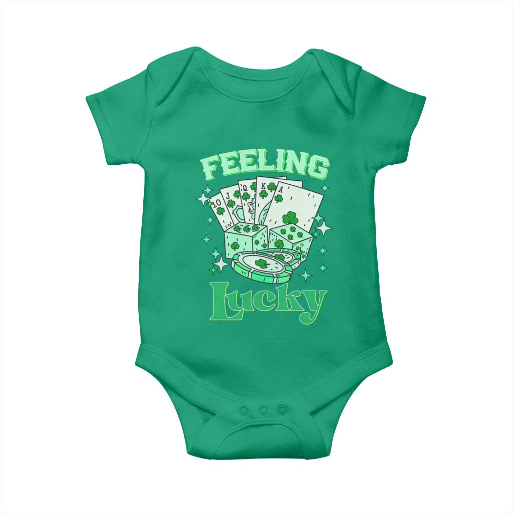 St. Patrick's Day Casino Feeling Lucky Baby Onesie Las Vegas Girls Trip TS10 Irish Green Print Your Wear