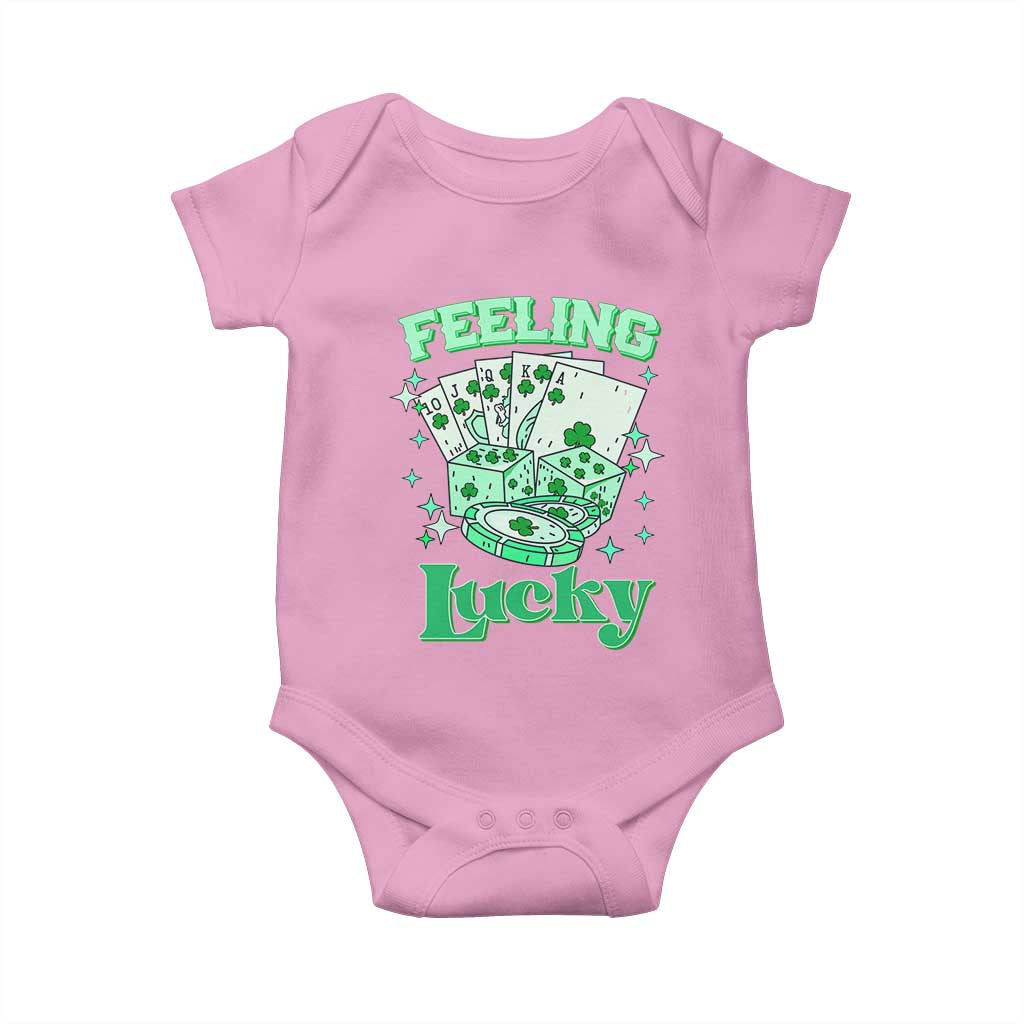 St. Patrick's Day Casino Feeling Lucky Baby Onesie Las Vegas Girls Trip TS10 Light Pink Print Your Wear