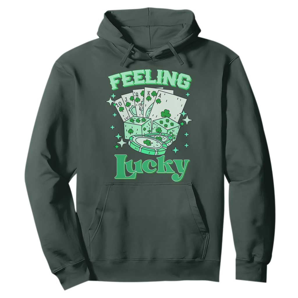St. Patrick's Day Casino Feeling Lucky Hoodie Las Vegas Girls Trip TS10 Dark Forest Green Print Your Wear