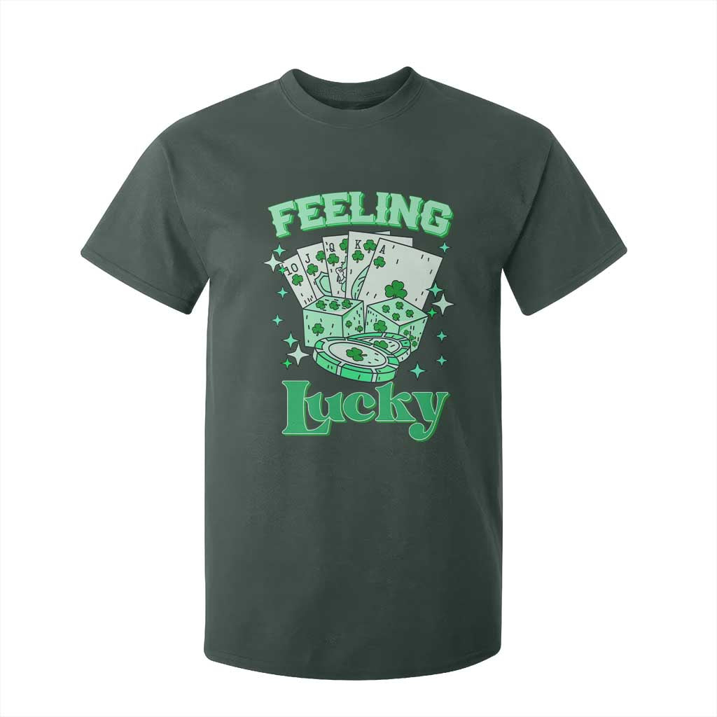 St. Patrick's Day Casino Feeling Lucky T Shirt For Kid Las Vegas Girls Trip TS10 Dark Forest Green Print Your Wear