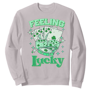 St. Patrick's Day Casino Feeling Lucky Sweatshirt Las Vegas Girls Trip TS10 Ice Gray Print Your Wear
