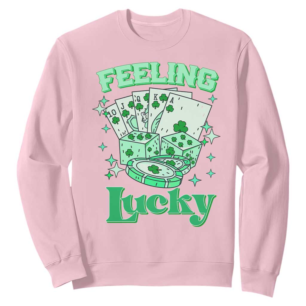 St. Patrick's Day Casino Feeling Lucky Sweatshirt Las Vegas Girls Trip TS10 Light Pink Print Your Wear
