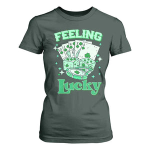 St. Patrick's Day Casino Feeling Lucky T Shirt For Women Las Vegas Girls Trip TS10 Dark Forest Green Print Your Wear