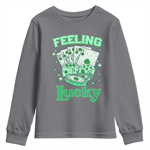 St. Patrick's Day Casino Feeling Lucky Youth Sweatshirt Las Vegas Girls Trip TS10 Charcoal Print Your Wear