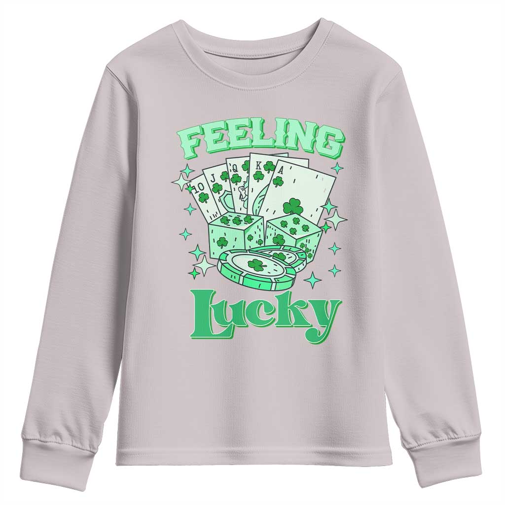 St. Patrick's Day Casino Feeling Lucky Youth Sweatshirt Las Vegas Girls Trip TS10 Ice Gray Print Your Wear