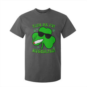 Funny St. Patrick's Day Marijuana T Shirt For Kid Kiss Me I'm Highrish 420 High Irish Weed TS10 Dark Heather Print Your Wear