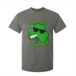 Funny St. Patrick's Day Marijuana T Shirt For Kid Kiss Me I'm Highrish 420 High Irish Weed TS10 Military Green Print Your Wear