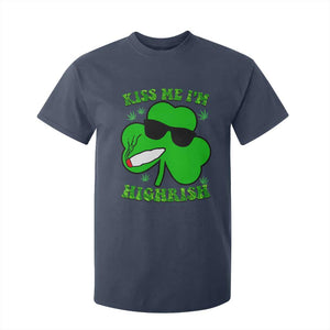Funny St. Patrick's Day Marijuana T Shirt For Kid Kiss Me I'm Highrish 420 High Irish Weed TS10 Navy Print Your Wear