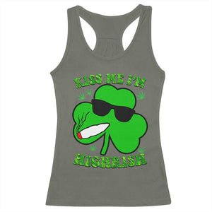 Funny St. Patrick's Day Marijuana Racerback Tank Top Kiss Me I'm Highrish 420 High Irish Weed TS10 Military Green Print Your Wear