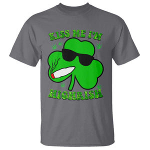 Funny St. Patrick's Day Marijuana T Shirt Kiss Me I'm Highrish 420 High Irish Weed TS10 Charcoal Print Your Wear