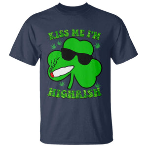 Funny St. Patrick's Day Marijuana T Shirt Kiss Me I'm Highrish 420 High Irish Weed TS10 Navy Print Your Wear
