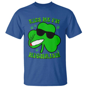 Funny St. Patrick's Day Marijuana T Shirt Kiss Me I'm Highrish 420 High Irish Weed TS10 Royal Blue Print Your Wear