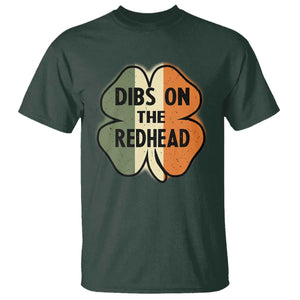 Funny Irish St Patricks Day T Shirt Shamrock Dibs On The Redhead TS10 Dark Forest Green Print Your Wear
