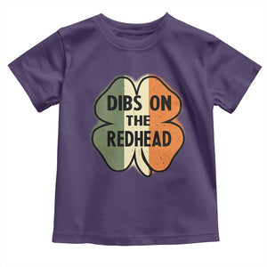 Funny Irish St Patricks Day Toddler T Shirt Shamrock Dibs On The Redhead TS10 Purple Print Your Wear