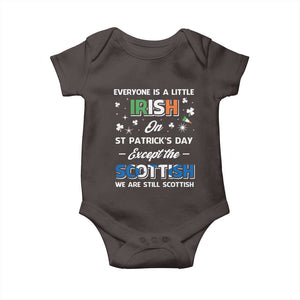 Everyone is Irish Except Scottish on St. Patrick's Day Baby Onesie TS10 Dark Chocolate Print Your Wear