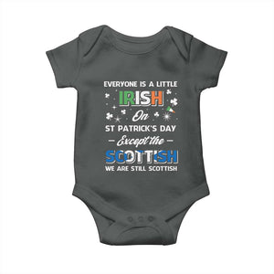 Everyone is Irish Except Scottish on St. Patrick's Day Baby Onesie TS10 Dark Heather Print Your Wear