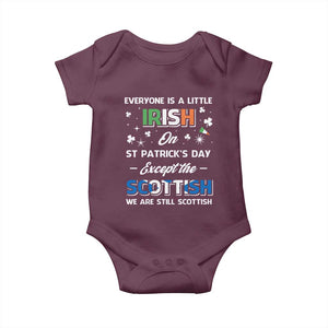 Everyone is Irish Except Scottish on St. Patrick's Day Baby Onesie TS10 Maroon Print Your Wear