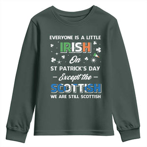 Everyone is Irish Except Scottish on St. Patrick's Day Youth Sweatshirt TS10 Dark Forest Green Print Your Wear