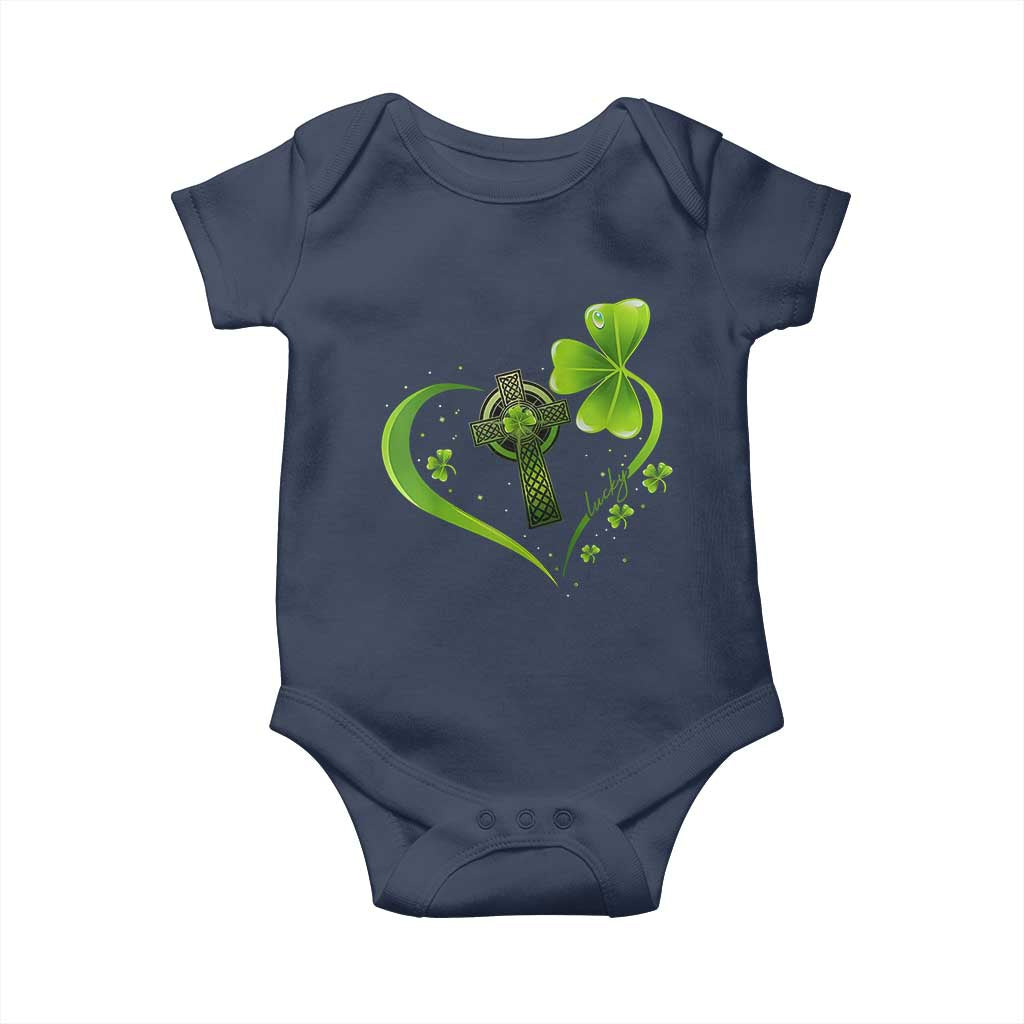 St Patricks Day Baby Onesie Lucky Clover Irish Shamrock Celtic Cross TS10 Navy Print Your Wear