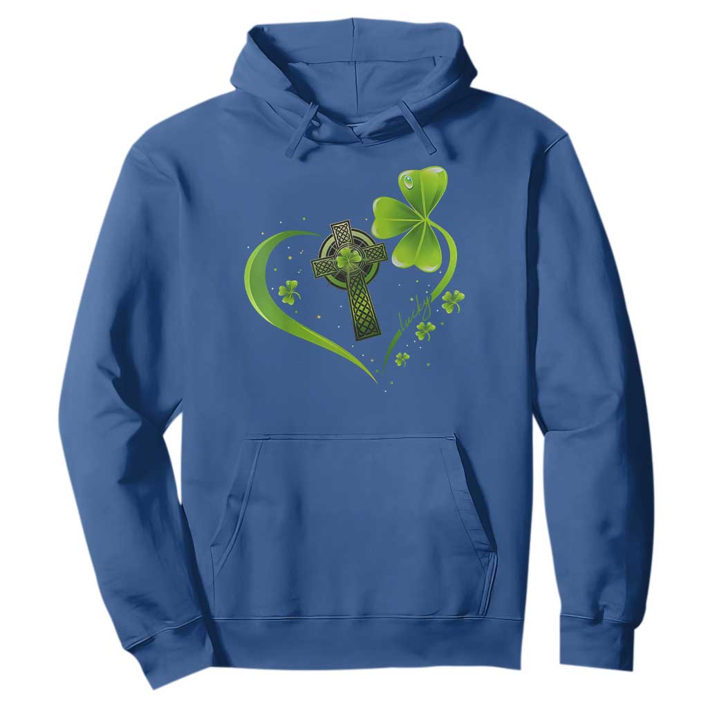 St Patricks Day Hoodie Lucky Clover Irish Shamrock Celtic Cross TS10 Royal Blue Print Your Wear
