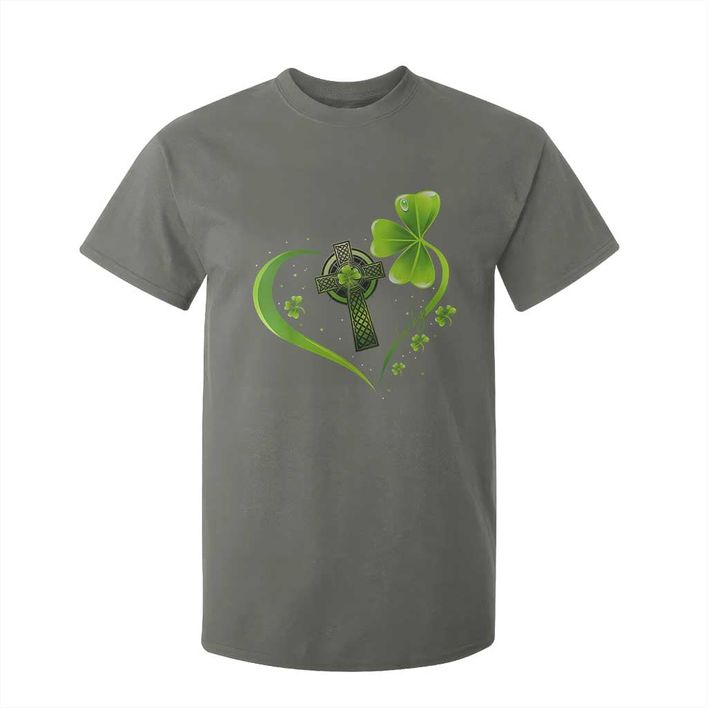 St Patricks Day T Shirt For Kid Lucky Clover Irish Shamrock Celtic Cross TS10 Military Green Print Your Wear