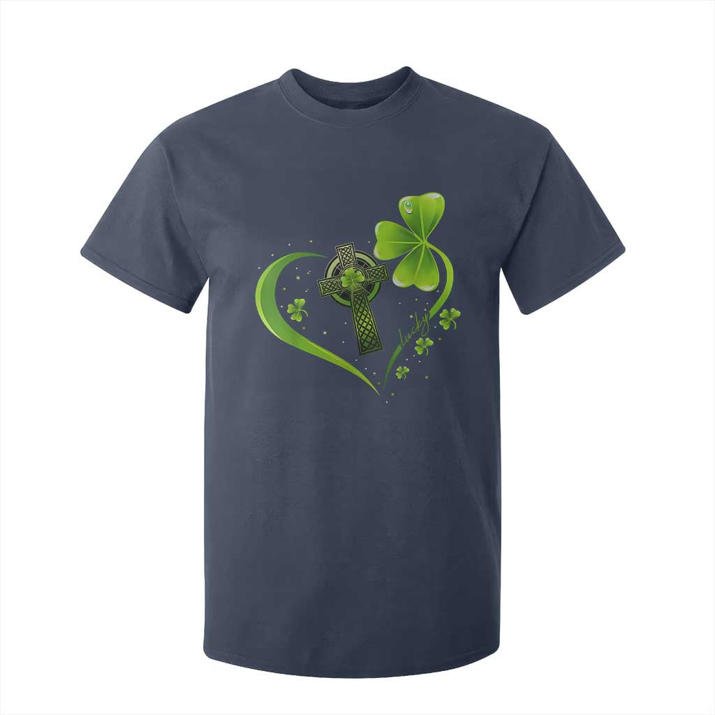 St Patricks Day T Shirt For Kid Lucky Clover Irish Shamrock Celtic Cross TS10 Navy Print Your Wear