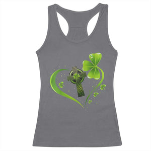 St Patricks Day Racerback Tank Top Lucky Clover Irish Shamrock Celtic Cross TS10 Charcoal Print Your Wear