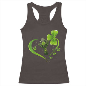 St Patricks Day Racerback Tank Top Lucky Clover Irish Shamrock Celtic Cross TS10 Dark Chocolate Print Your Wear