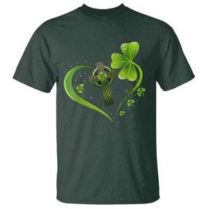 St Patricks Day T Shirt Lucky Clover Irish Shamrock Celtic Cross TS10 Dark Forest Green Print Your Wear
