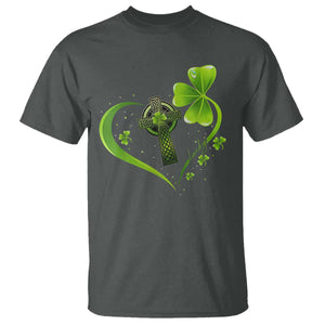 St Patricks Day T Shirt Lucky Clover Irish Shamrock Celtic Cross TS10 Dark Heather Print Your Wear