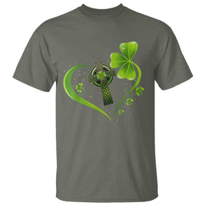 St Patricks Day T Shirt Lucky Clover Irish Shamrock Celtic Cross TS10 Military Green Print Your Wear