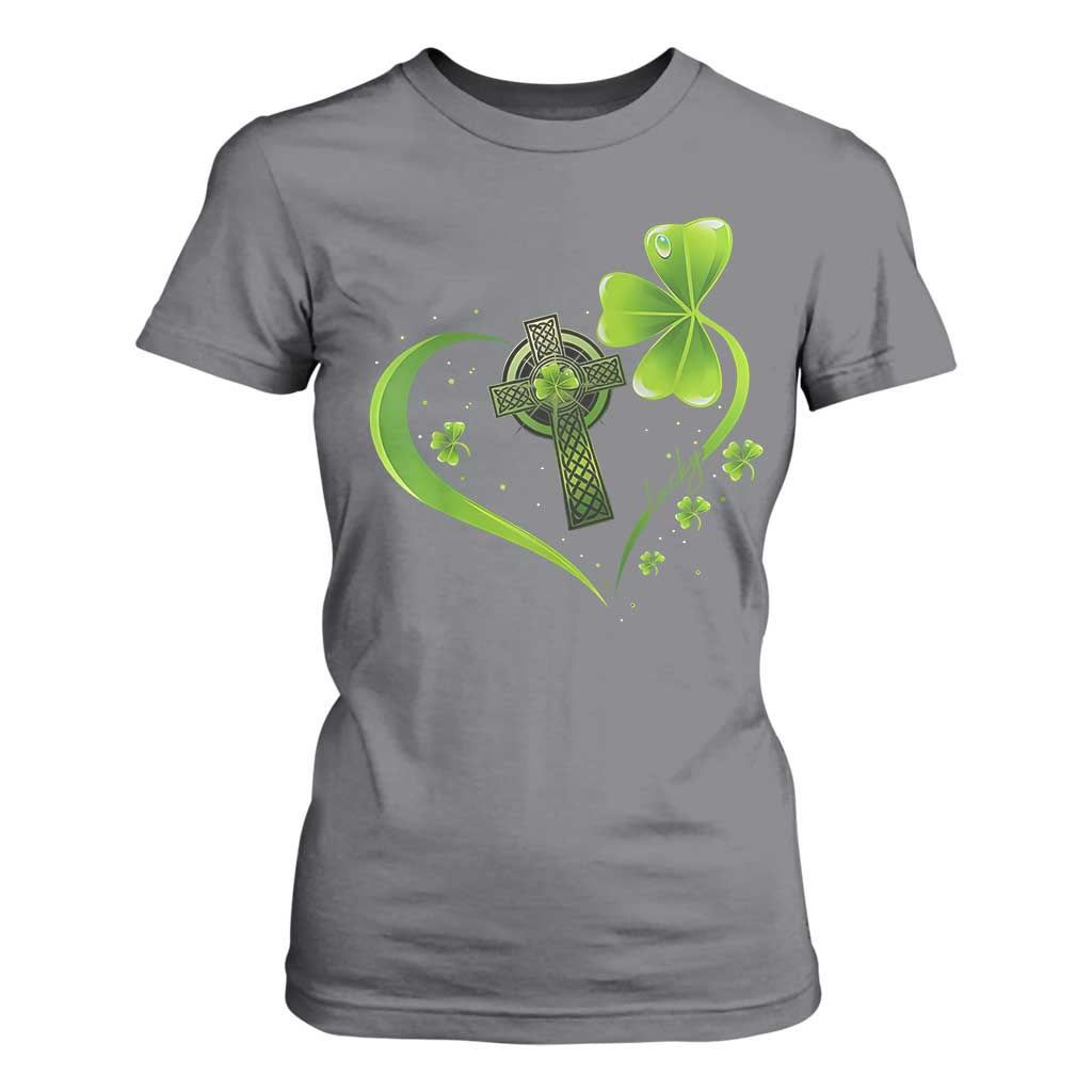 St Patricks Day T Shirt For Women Lucky Clover Irish Shamrock Celtic Cross TS10 Charcoal Print Your Wear