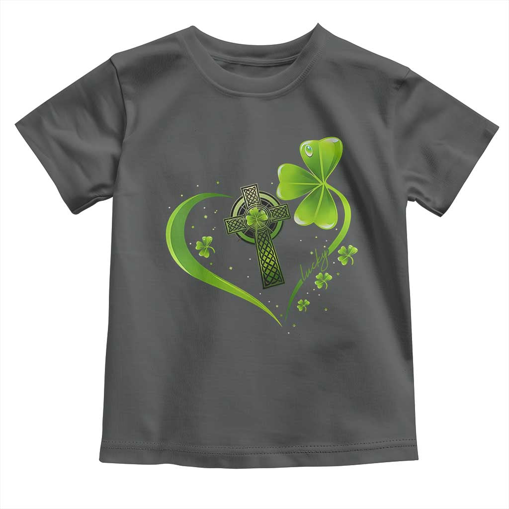 St Patricks Day Toddler T Shirt Lucky Clover Irish Shamrock Celtic Cross TS10 Dark Heather Print Your Wear
