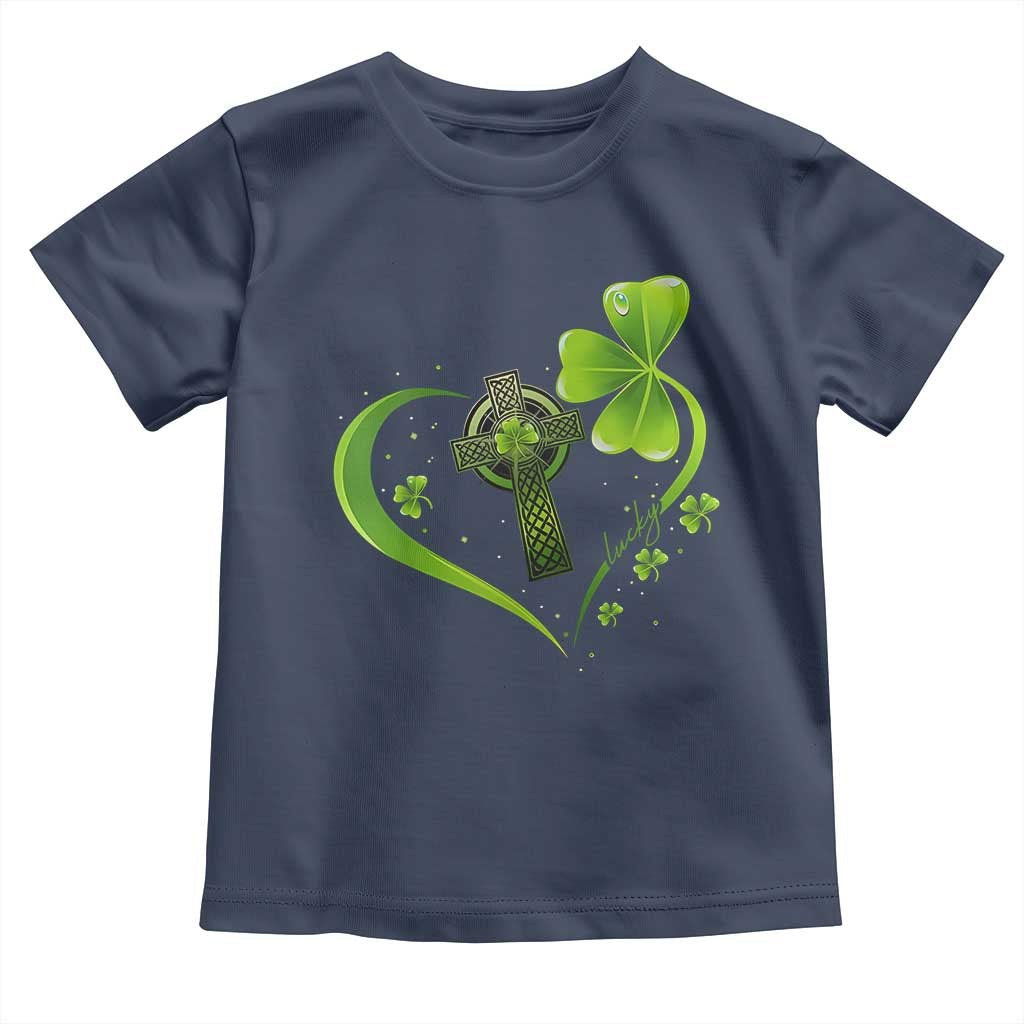 St Patricks Day Toddler T Shirt Lucky Clover Irish Shamrock Celtic Cross TS10 Navy Print Your Wear
