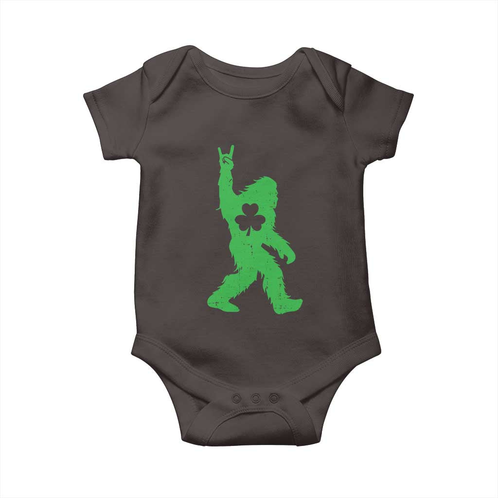 St Patricks Day Bigfoot Baby Onesie Irish Sasquatch Shamrock TS10 Dark Chocolate Print Your Wear