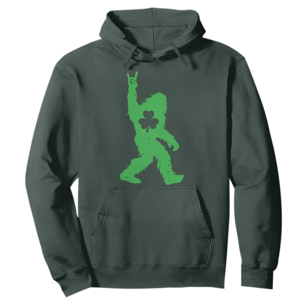 St Patricks Day Bigfoot Hoodie Irish Sasquatch Shamrock TS10 Dark Forest Green Print Your Wear