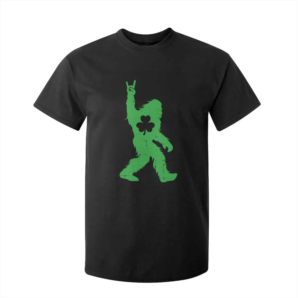 St Patricks Day Bigfoot T Shirt For Kid Irish Sasquatch Shamrock TS10 Black Print Your Wear