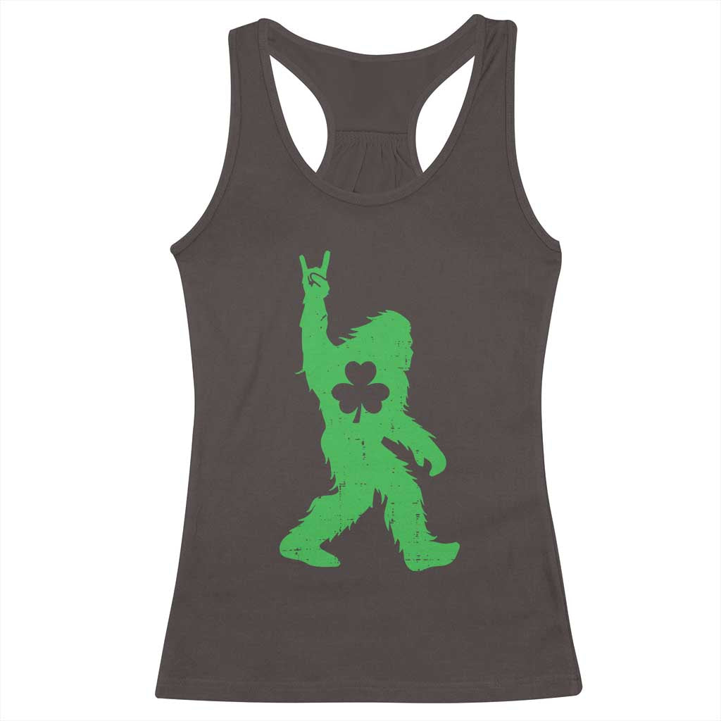 St Patricks Day Bigfoot Racerback Tank Top Irish Sasquatch Shamrock TS10 Dark Chocolate Print Your Wear